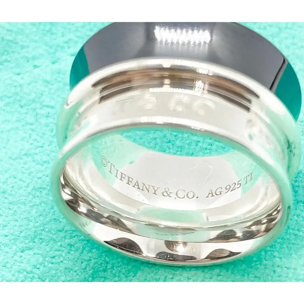 Tiffany & Co. 1837 Titanium Silver Belt Concave Wide Ring Size 4.75